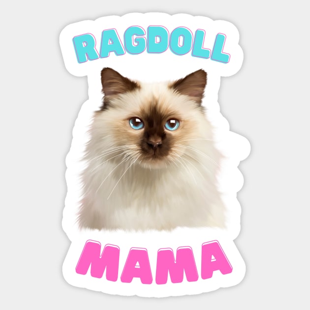 Ragdoll Mama, Love Ragdoll Cats, Cat Lover Sticker by dukito